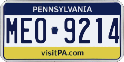 PA license plate MEO9214