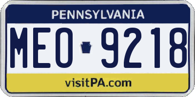 PA license plate MEO9218