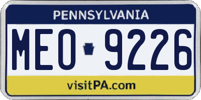 PA license plate MEO9226