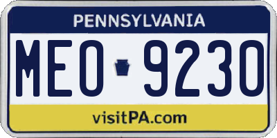 PA license plate MEO9230