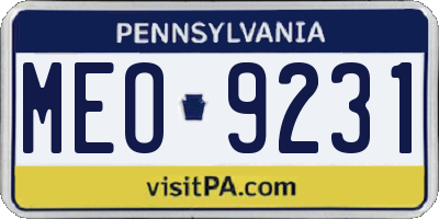 PA license plate MEO9231