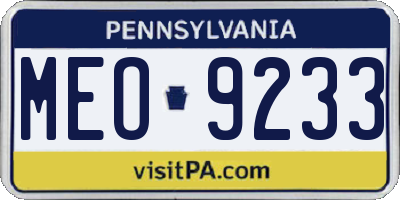 PA license plate MEO9233