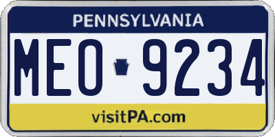 PA license plate MEO9234