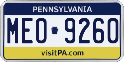 PA license plate MEO9260