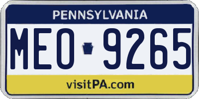 PA license plate MEO9265