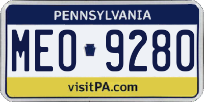PA license plate MEO9280