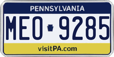 PA license plate MEO9285