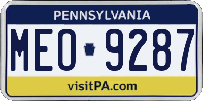 PA license plate MEO9287