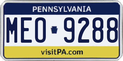 PA license plate MEO9288