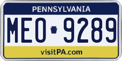 PA license plate MEO9289