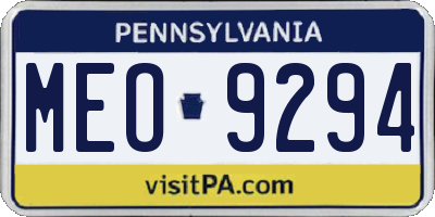PA license plate MEO9294