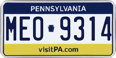 PA license plate MEO9314