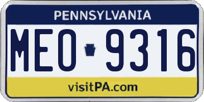 PA license plate MEO9316