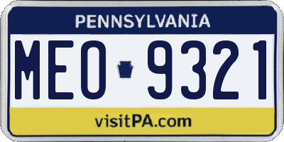 PA license plate MEO9321