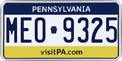 PA license plate MEO9325