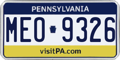 PA license plate MEO9326