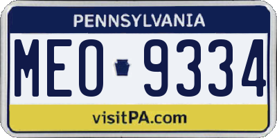 PA license plate MEO9334