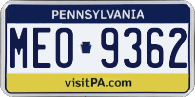 PA license plate MEO9362