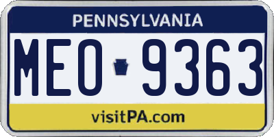 PA license plate MEO9363