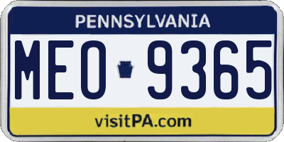 PA license plate MEO9365