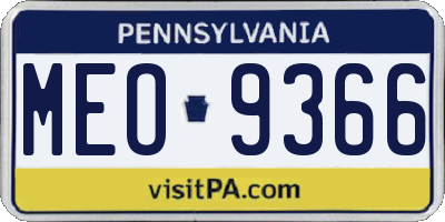 PA license plate MEO9366