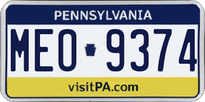 PA license plate MEO9374