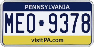 PA license plate MEO9378
