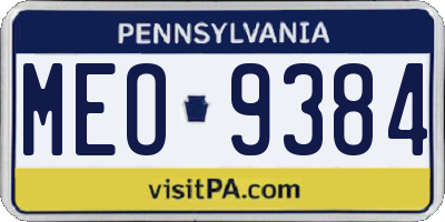 PA license plate MEO9384