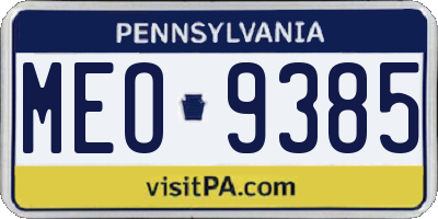 PA license plate MEO9385