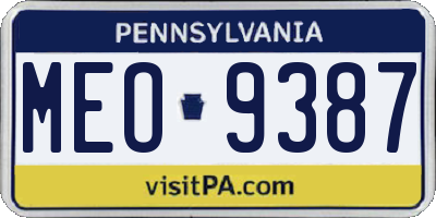 PA license plate MEO9387