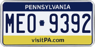 PA license plate MEO9392