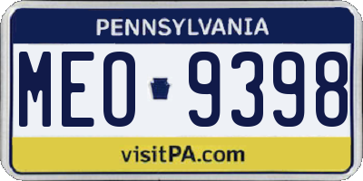 PA license plate MEO9398