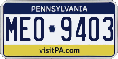 PA license plate MEO9403