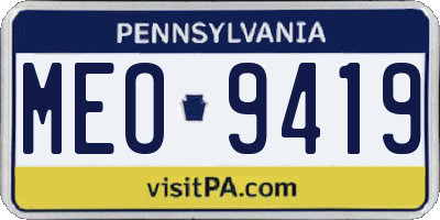 PA license plate MEO9419
