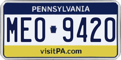 PA license plate MEO9420