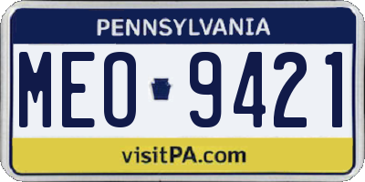 PA license plate MEO9421