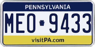 PA license plate MEO9433