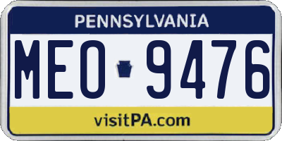 PA license plate MEO9476