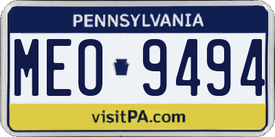 PA license plate MEO9494