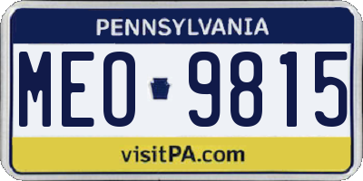 PA license plate MEO9815