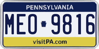 PA license plate MEO9816