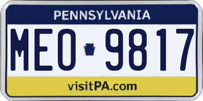 PA license plate MEO9817