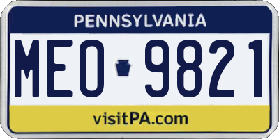 PA license plate MEO9821