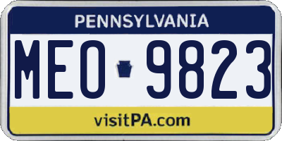PA license plate MEO9823