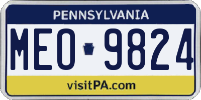 PA license plate MEO9824