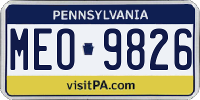 PA license plate MEO9826