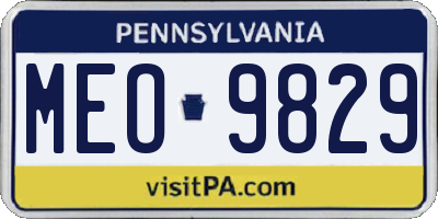 PA license plate MEO9829
