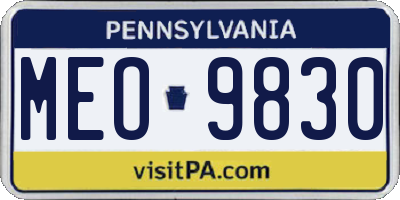 PA license plate MEO9830
