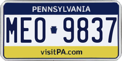 PA license plate MEO9837