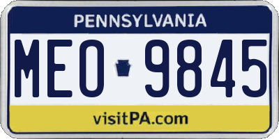 PA license plate MEO9845